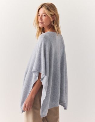 Crew Neck Poncho with Cashmere