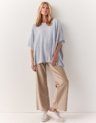 Crew Neck Poncho with Cashmere