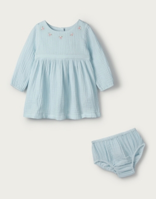 Crinkle Cotton Embroidered Dress | Baby Girls' | The White Company UK