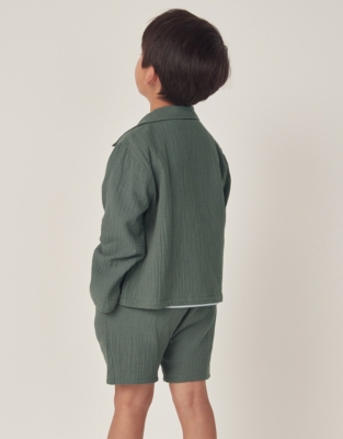 Crinkle Cotton Jacket, Stripe T-Shirt & Shorts Set (18mths–6yrs)