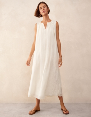 Crinkle Dress with Gathered Back