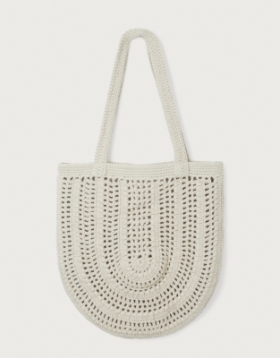 White Crochet Tote Bag