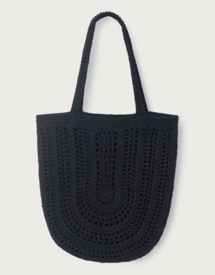 White Crochet Tote Bag