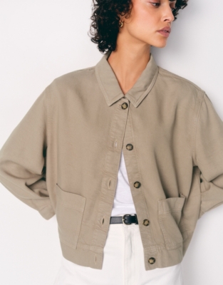 Cropped Relaxed Jacket - Pale Willow