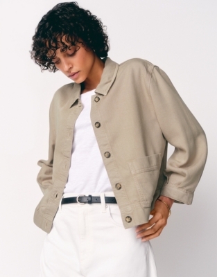 Cropped Relaxed Jacket - Pale Willow