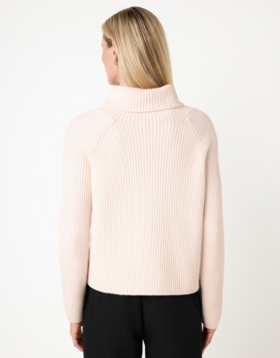 Cropped Rib Roll Neck Sweater