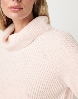 Cropped Rib Roll Neck Sweater