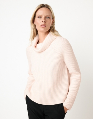 Cropped Rib Roll Neck Sweater