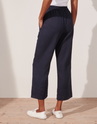 Cropped Wide Leg Linen Trousers | Linen Clothing | The White Company UK