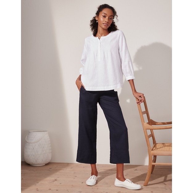 Cropped Wide-Leg Linen Trousers | Linen Clothing | The White Company
