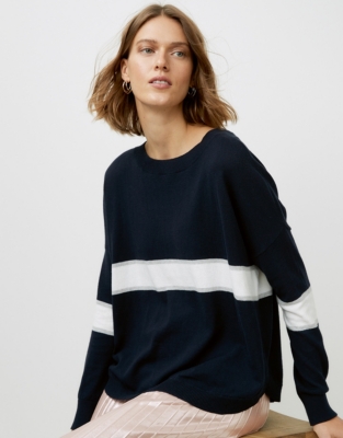 Curved Hem Colourblock Jumper with Cotton | Clothing Sale | The White ...