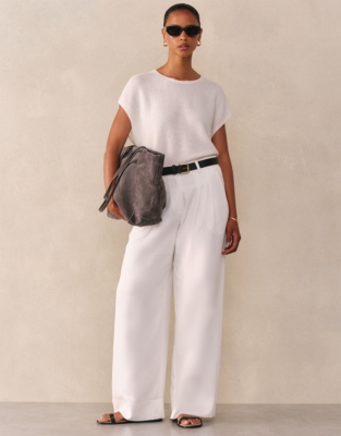 Curved Hem Knitted Tank with Cashmere