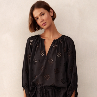 Cutwork Detail Boho Blouse