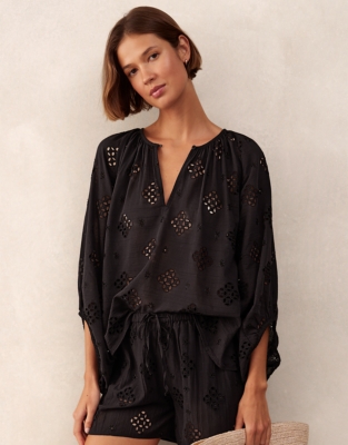 Cutwork Detail Boho Blouse