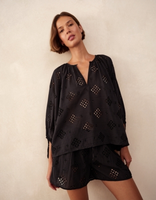 Cutwork Detail Boho Blouse