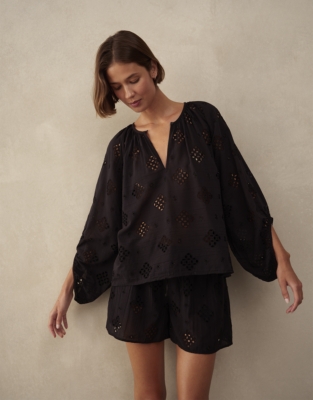 Cutwork Detail Boho Blouse