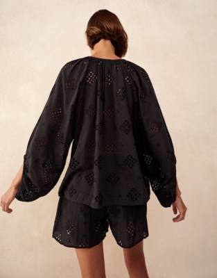 Cutwork Detail Boho Blouse