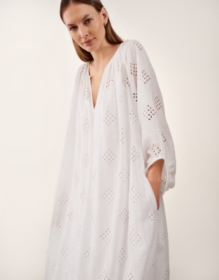 Cutwork Detail Boho Dress - Porcelain