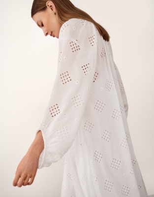 Cutwork Detail Boho Dress - Porcelain