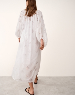 Cutwork Detail Boho Dress - Porcelain