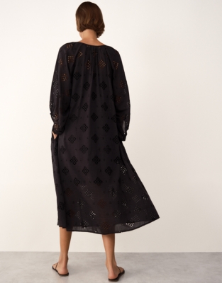 Cutwork Detail Boho Dress - Black
