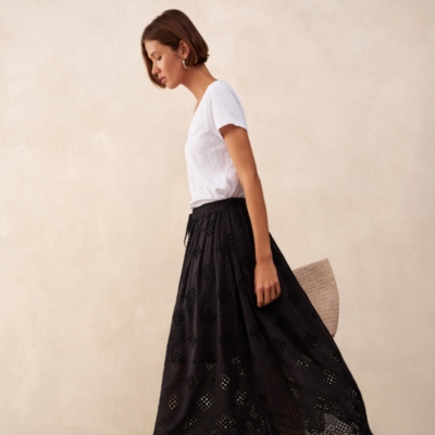 Cutwork Detail Midi Skirt