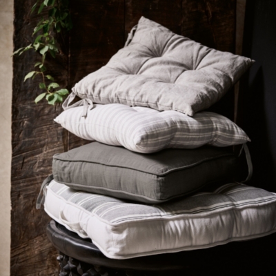 Dark Grey Seat Pad Set of 4 Garden Furniture The White Company UK