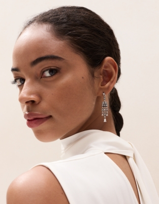 Dark Silver-Plated Cubic Zirconia Mini Teardrop Earrings