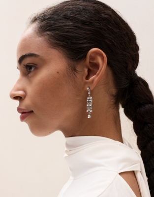 Dark Silver-Plated Cubic Zirconia Mini Teardrop Earrings