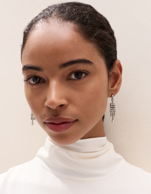 Dark Silver-Plated Cubic Zirconia Mini Teardrop Earrings