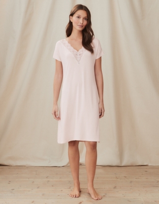 DeepLaceTrim VNeck Jersey Nightgown Nightgowns The White Company US