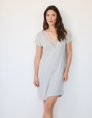 Deep V Lace Jersey Nightie