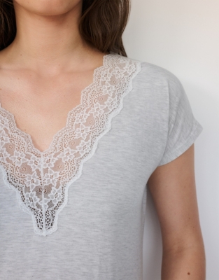 Deep V Lace Jersey Nightie