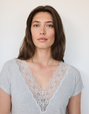 Deep V Lace Jersey Nightie