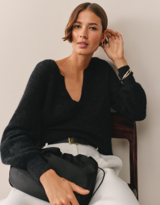 Deep V-Neck Jumper with Mohair | Jumpers & Cardigans | The