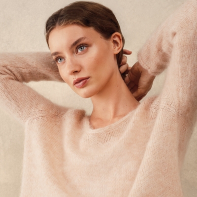 Deep V Neck Jumper with Mohair