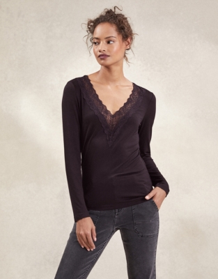 V-Neck Lace Top