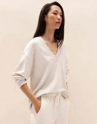 Deep V Scooped Hem Sweatshirt