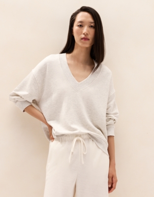 Deep V Scooped Hem Sweatshirt
