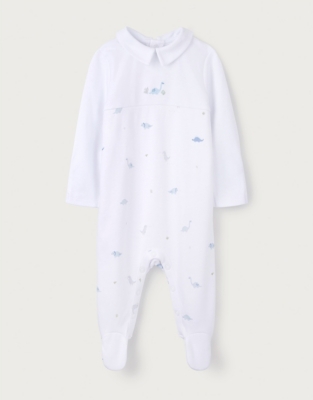 Dinosaur Collared Sleepsuit (09mths) Baby Sleepwear The White
