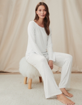 Ditsy Jersey Side Split Pajama Set Pajamas The White Company