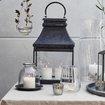 Domed Glass Candle Holder With Tray Medium Candle Holders The