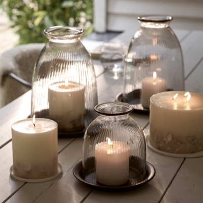 Domed Glass Candle Holder With Tray Small Candle Holders The