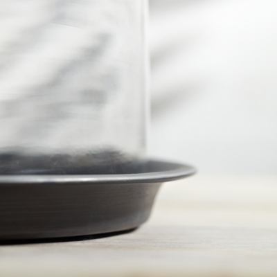 Domed Glass Large Candle Holder With Tray Candle Holders The White