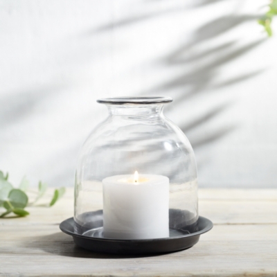 Domed Glass Medium Candle Holder With Tray Candle Holders The White Company Uk 2270