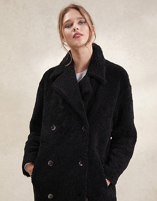 Double-Breasted Curly Sheepskin Coat | Coats & Jackets | The White ...