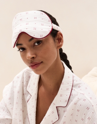 Double-Cotton Cross-Stitch Print Eye Mask