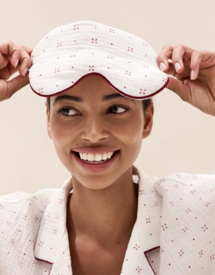Double-Cotton Cross-Stitch Print Eye Mask