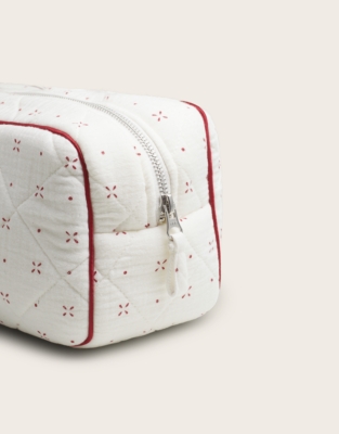 Double-Cotton Cross-Stitch Print Wash Bag