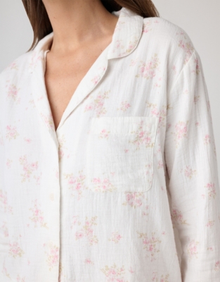 Double Cotton Faded Floral Pajama Set